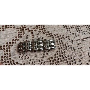 Signed Monet Chunky Double Hinged Silver Tone Link Bracelet Safety Chain Vtg